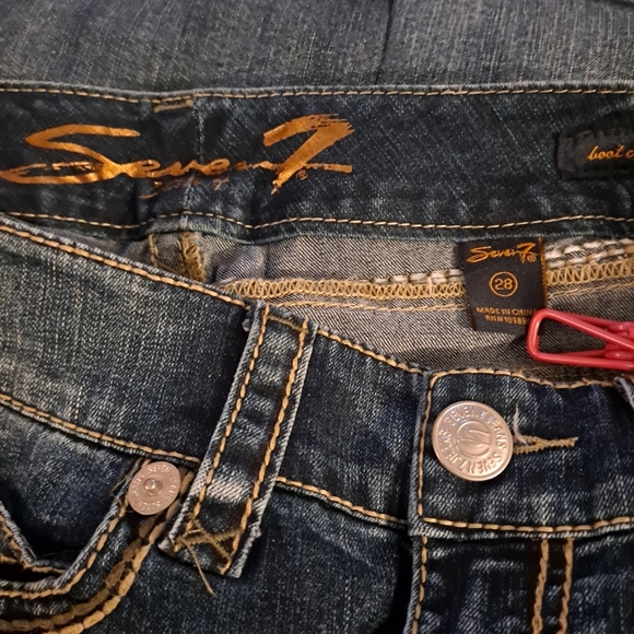 🟦🟩 Seven7 Jeans w/ Embroidered Pockets w/ Blue/TealDesign - 28 - Picture 3 of 5